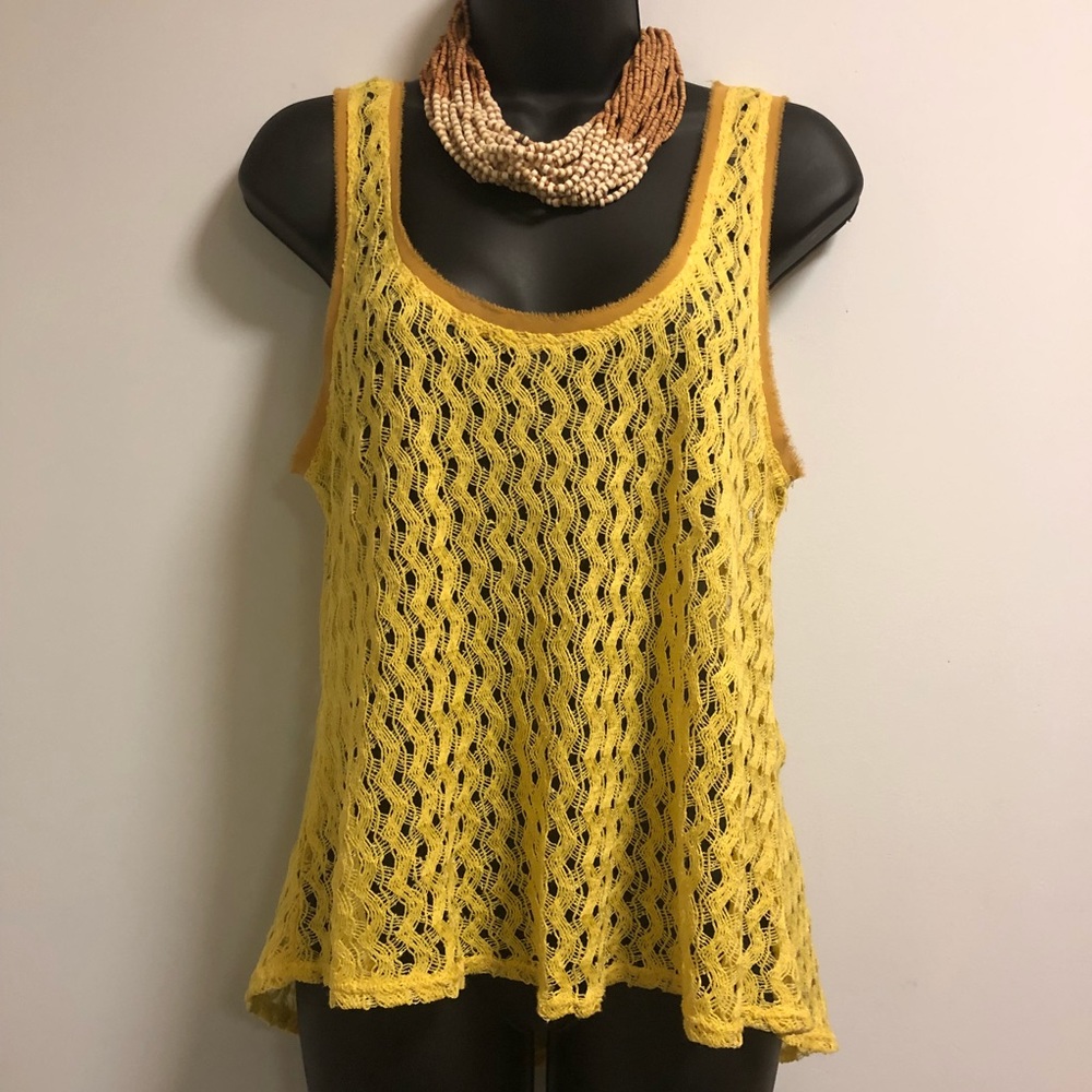 Sunflower yellow crochet knit tank top🌻🌼🌞☀️🌻